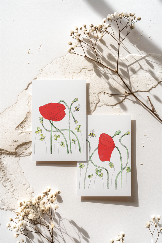 Secret life of spring poppies - 2 original artworks